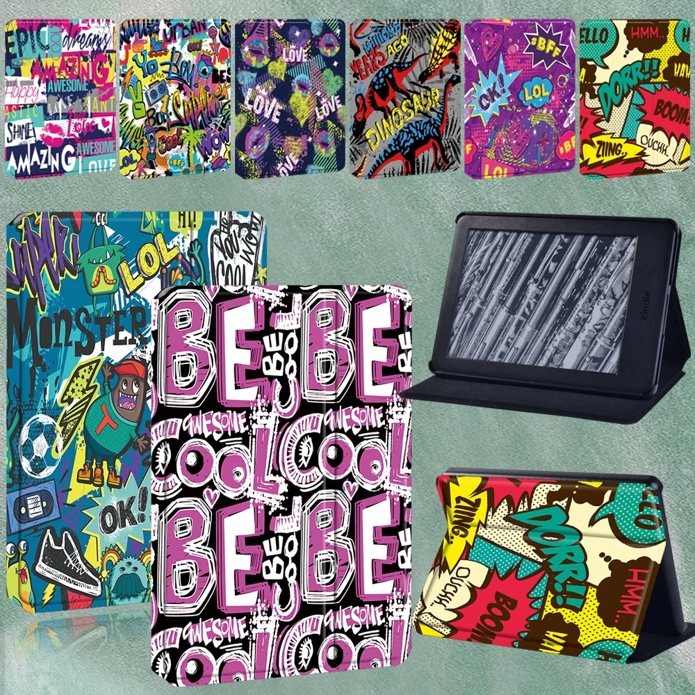 Custodia Per Tablet In Pelle Pu Per Paperwhite 5 /Kindle 8Th/10Th Gen/Paperwhite 1 2 3/Paperwhite 4 Graffiti Art Print Stand Cover