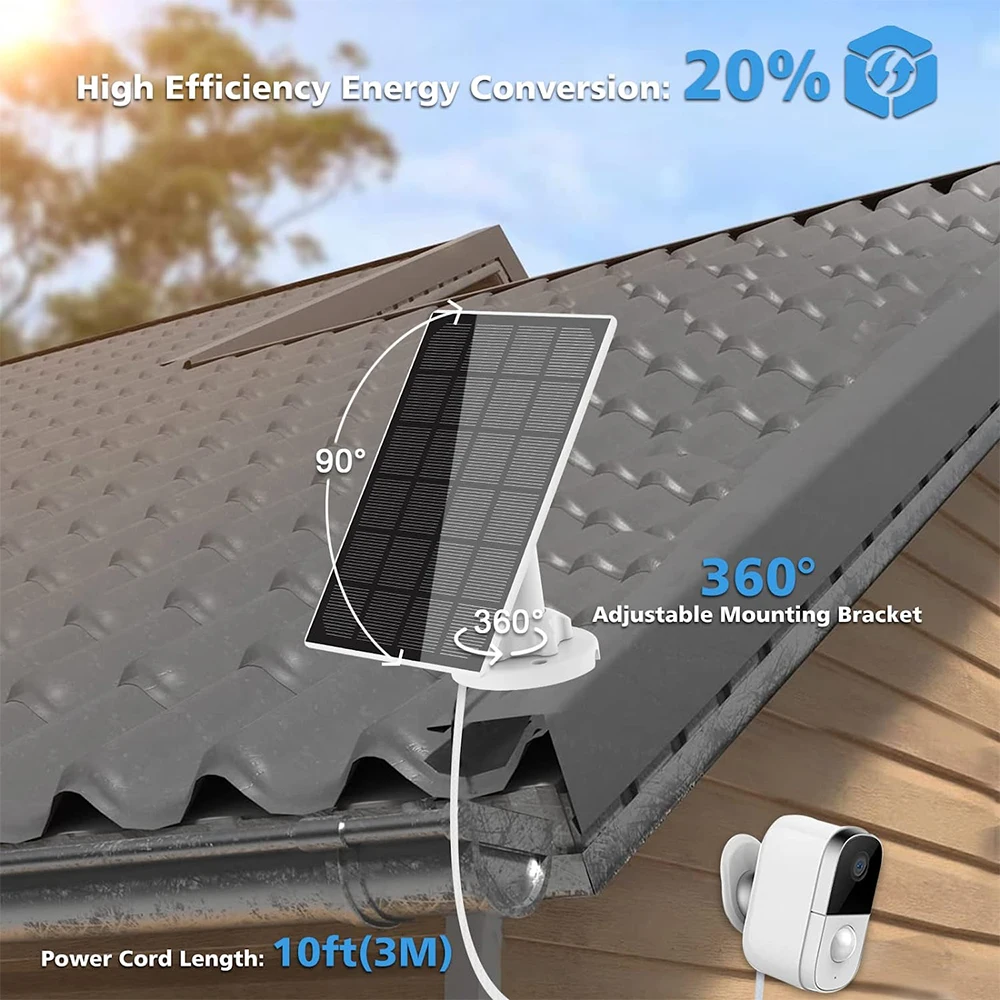 Panneau Solaire étanche 3.5W – Charge Via USB-C, Pour Caméras, Téléphones, éclairage Extérieur