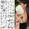 Butterfly Fake Tattoo for Woman Black Flower Tattoo Sketch Tattoo Sticker  Rose Blossom Tattoo Temporary Waterproof 1