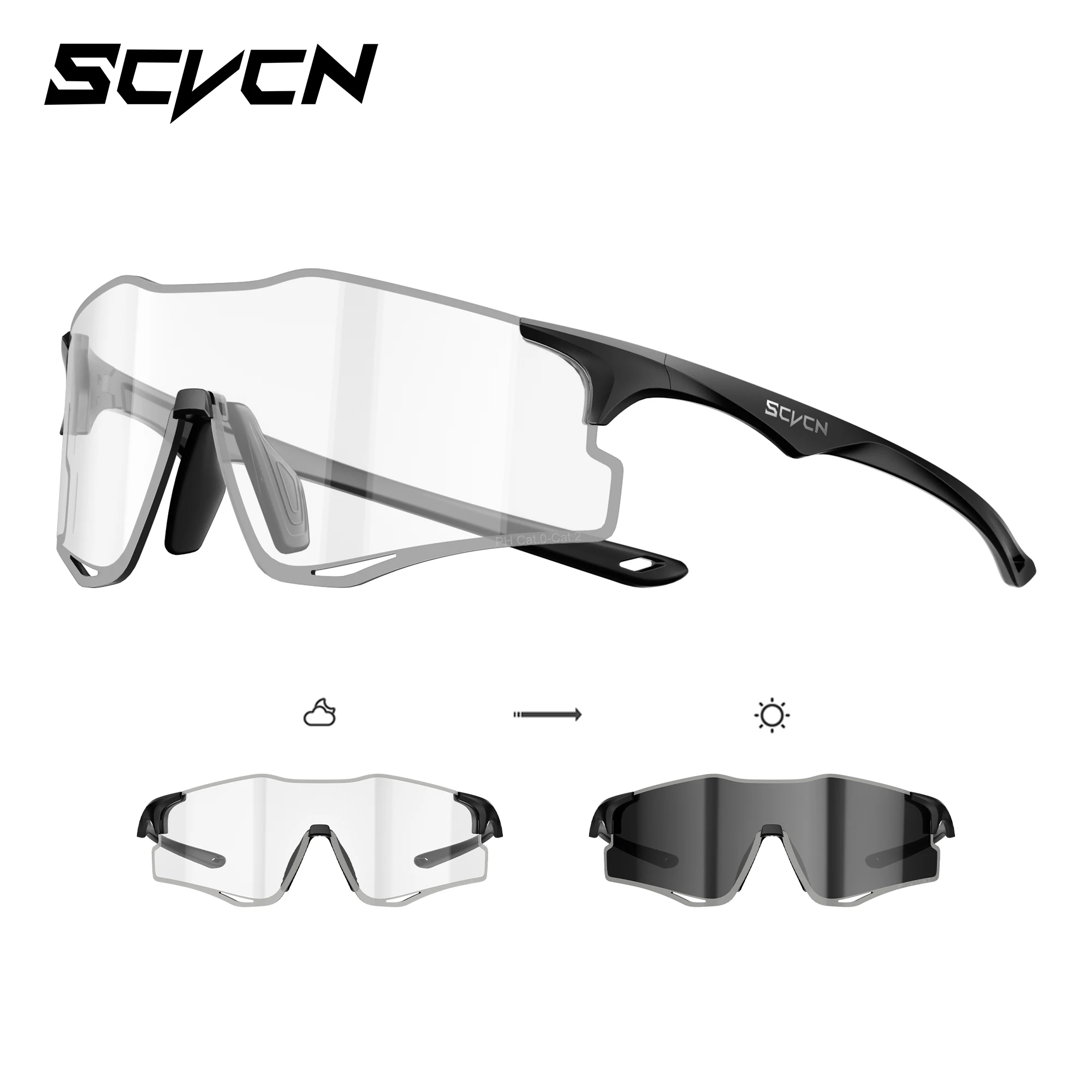 SCVCN 하이킹 아이웨어 남성용 사이클링 선글라스 경량 변색 안경 스포츠 러닝 고글 UV400 MTB 자전거 안경 2026