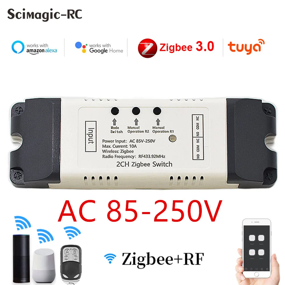 Zigbee-interruptor Inteligente de Gateway rf Controlo Remoto Tuya Light Bloqueio Automático Relé de Bloqueio Automático 10a 12v 24v ac dc Wifi 3.0 1way - Image 5