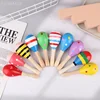2Pcs Cute Mini Wooden Sand Hammer Maracas Rattle Shaker Toys For Baby Musical Instruments Baby Shower Party Favors Gift Kids 1
