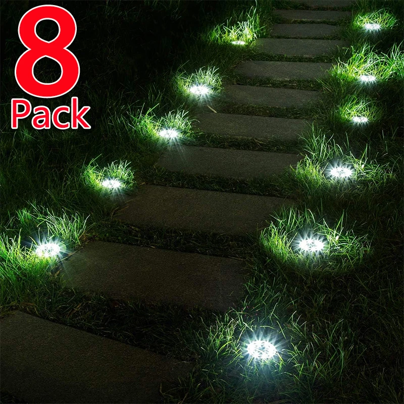 8LED Solar Power Disk Light Outdoor Garden Solar Underground Light Deck Light Spotlight Buried Solar Led Lamp Garden Decoration