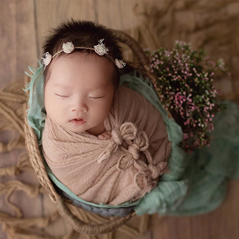 Newborn Cheeseloth Wrap Cotton Gauze Baby Swaddle Blanket Newborn Stretch Knit Wrap Photography Props,#P2507 2