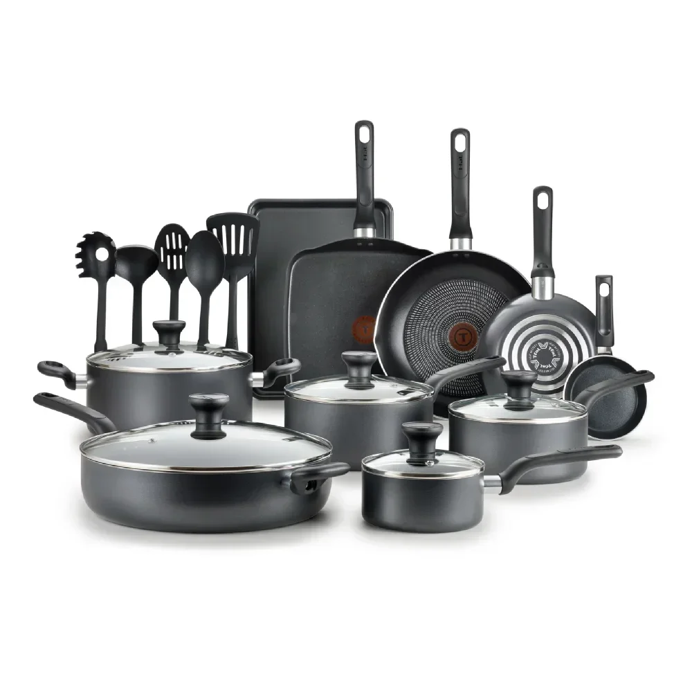 

Andralyn Nonstick Cookware, 20 Piece Set, Grey, Dishwasher Safe