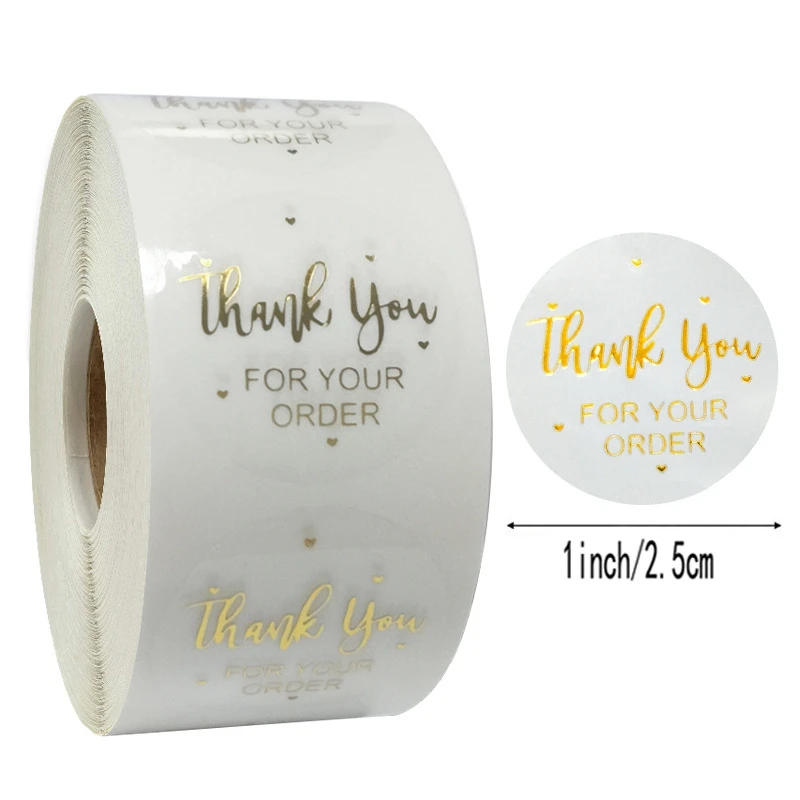 

50-500pcs 2.5 THANK you for your order sticker for envelope sealing labels sticker golden transparent gold stationery supply