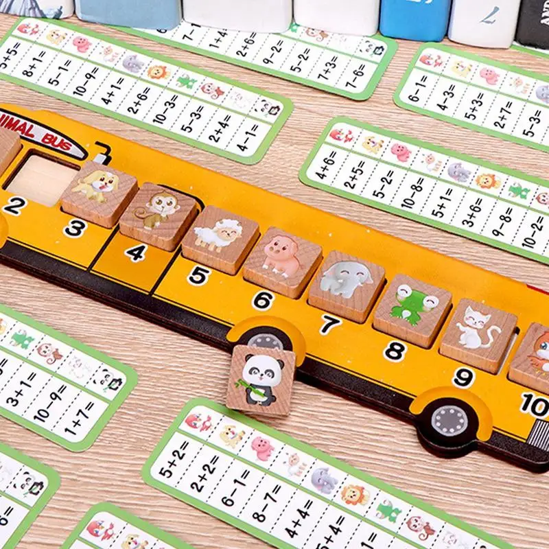 Math Toys Math Game Manipulatives Matching Games Wooden Number Animal Bus Logic Thinking Training Preschool Learning