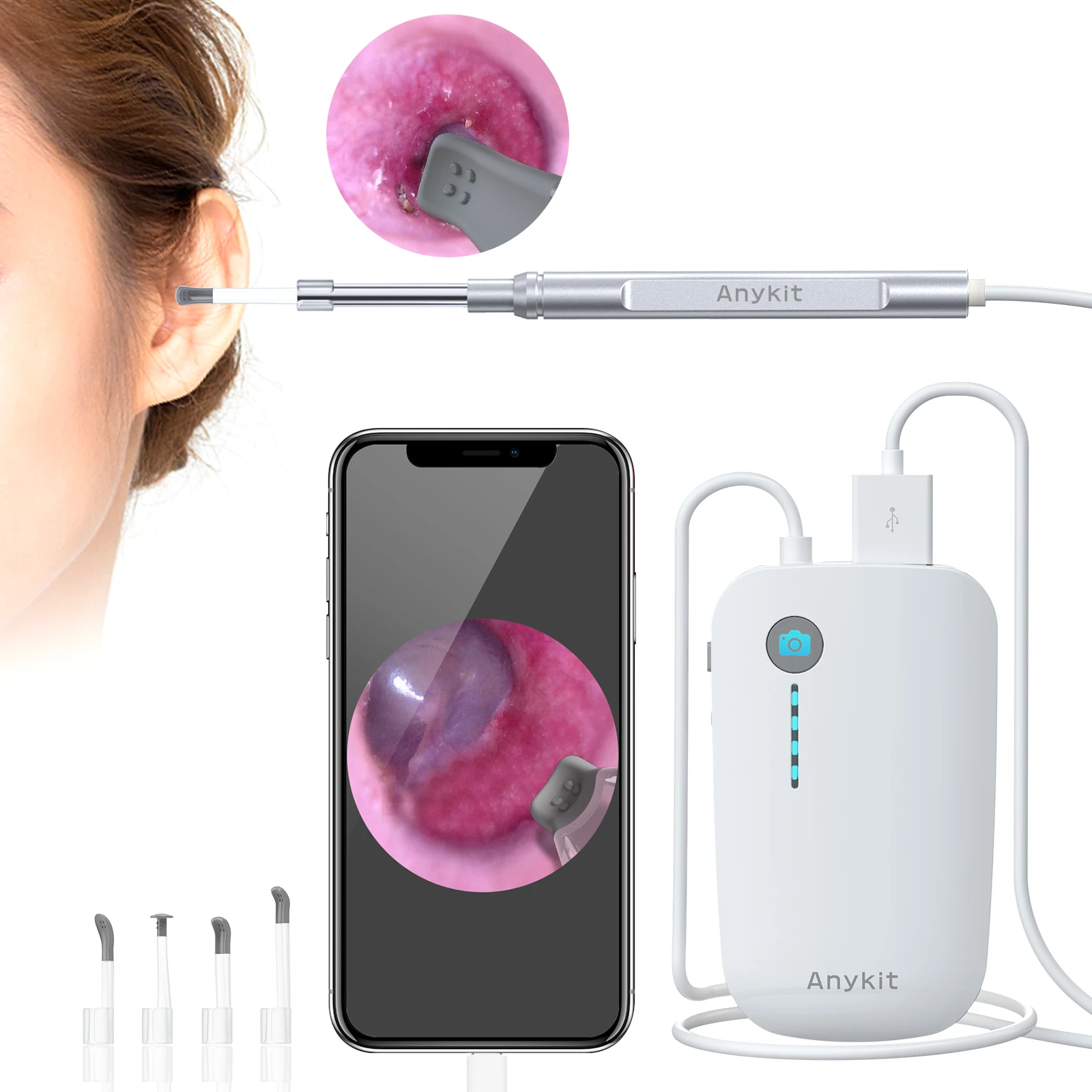 Anykit Ear Wax Removal Tool, Otoscope Ear Cleaner For Iphone & Android