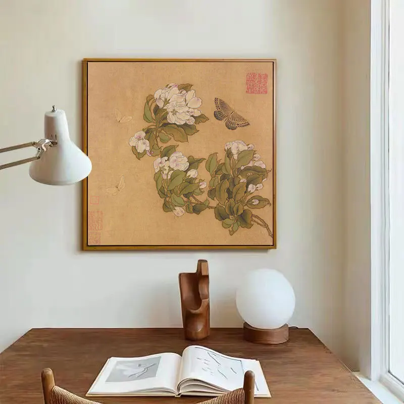 

Haitang, Nymphalidae, Butterfly, New Ancient Chinese Style, Hanging Restaurant, High End Texture Painting, Living Room, Bedroom,