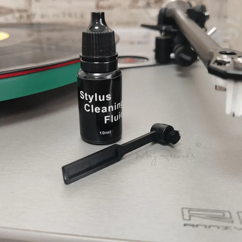 Stylus Brush 10ml Needle Solution Cleaner Turntable Stylus Cleaning Fluid Round Carbon Fiber Brush Record Player Cleaning Kit turntable stylus cleaner