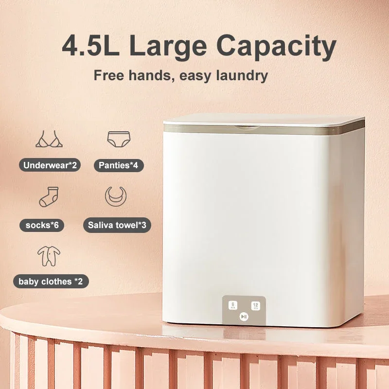 Ultrasonic Washing Machine 4.5l Capacity Portable Mini Washing Machine 3 In  1 Dryer Multifunctional Home Appliances 110v-240v