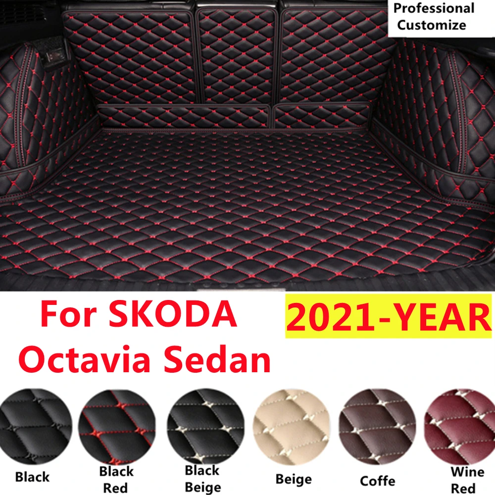 

SJ Custom Full Set Fit For SKODA Octavia sedan 2021 YEAR Auto Fittings Waterproof Car Trunk Mat Tail Boot Tray Liner Rear Cargo