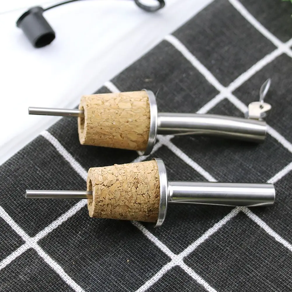 Description Picture 5 of item1/3Pcs New Stainless Steel Home & Kitchen Barware Wooden Cork Bottle Stopper Oil Dispenser Red Wine Wooden Stopper