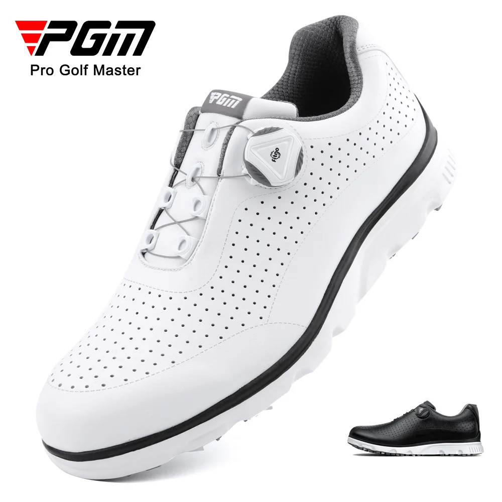 

PGM Men Golf Shoes Breathable Vent Soft Microfiber Leather Ultra-light Spin Shoelace Anti-side Slip Nail Gym Sport Sneaker XZ198