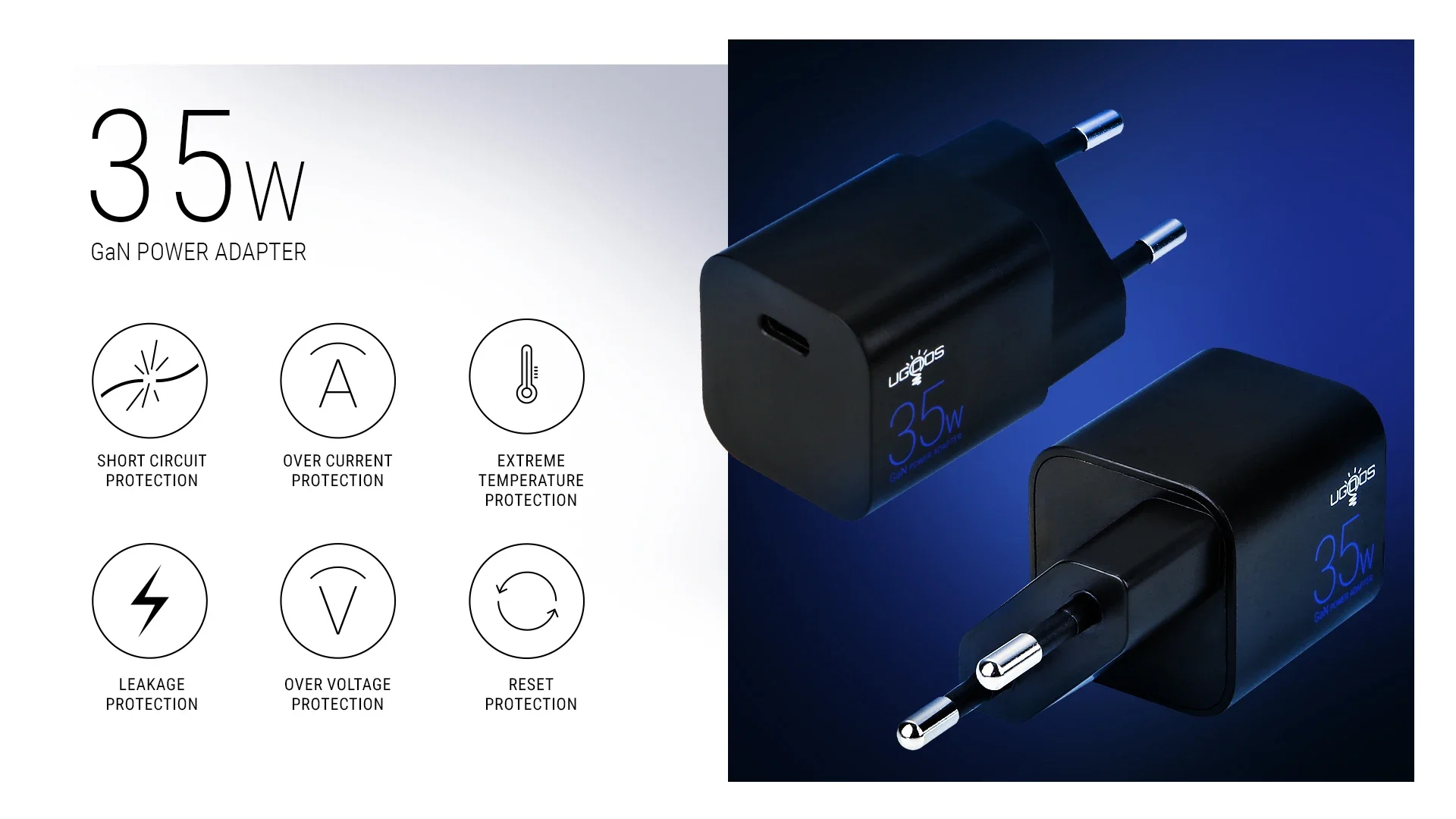 PD 35W/65W/140W Type C Charger Power Adapter for Mobile Phone/Bluetooth Earphone