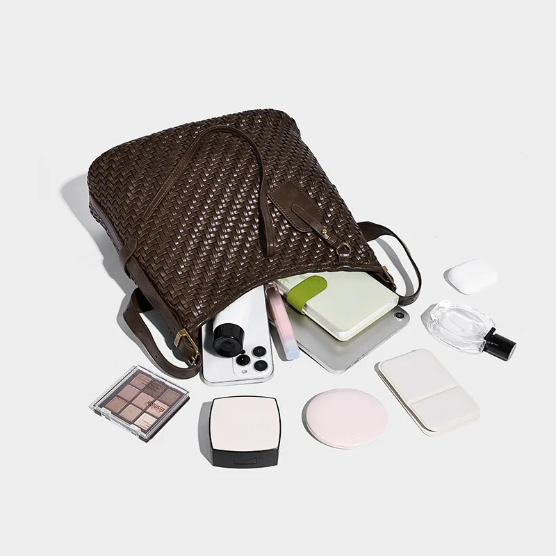 Handmade Weave Bucket Bags For Women Luxury Designer Handbags And Purses 2025 New In Vintage Casual Vacation Shoulder Crossbody