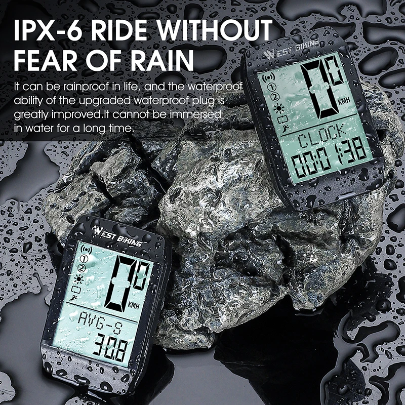 WEST BIKING 5 Language Bicycle Wireless Computer Waterproof Cycling Odometer Digital Speedometer Stopwatch Bicycle Accessories