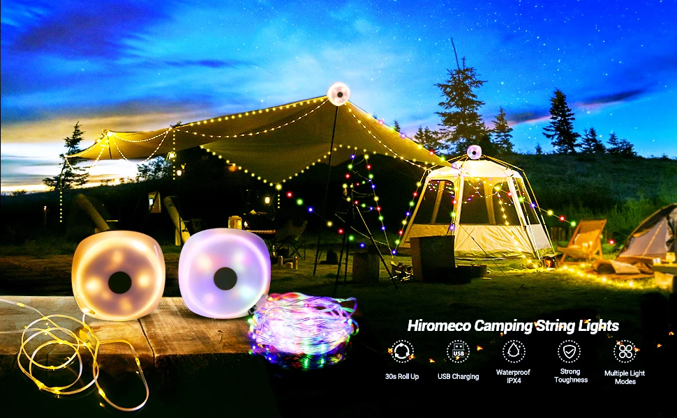  Hiromeco Camping Lights String, Outdoor String Lights