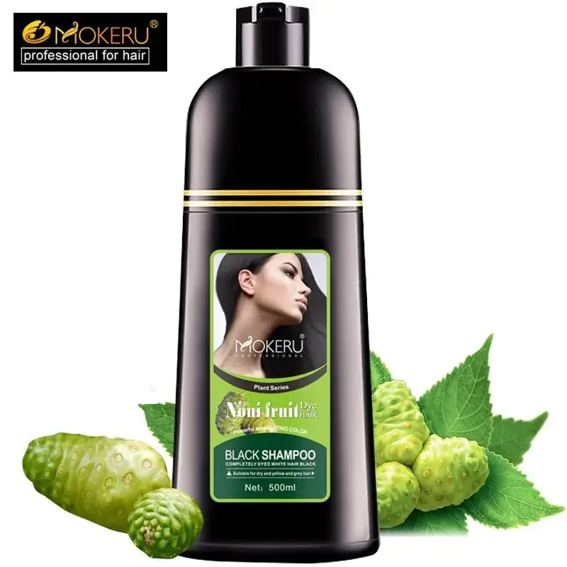Mokeru Organic Natural Fast color Hair Dye Only 5 Minutes Noni Plant Essence Black Hair Color Shampoo For Cover Gray White Hair 3