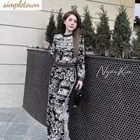 Autumn and Winter New Pullover Top Round Neck Letter Knit Wide Leg Pants Temperament Age Reducing Two-piece Set 1