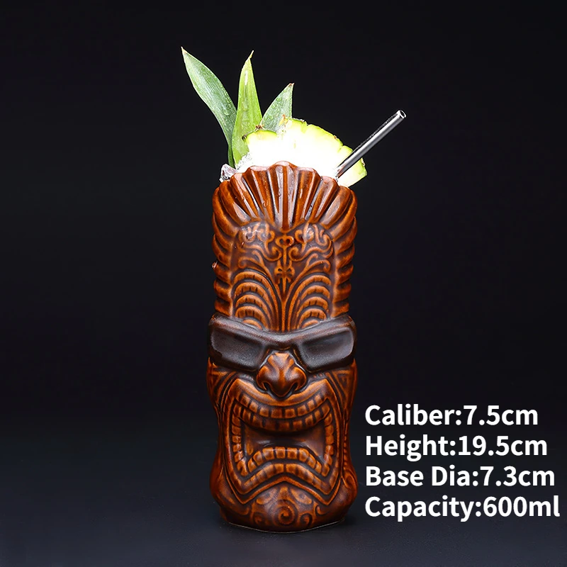 Hawaiian Ceramic Tiki Mug - Creative Cocktail Cup and Halloween Bar Gift