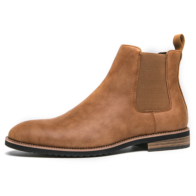 British Style Chelsea Boots Men Ankel Boots Business Dress Antumn Bota Masculina Split Leather Shoes men chelsea boots