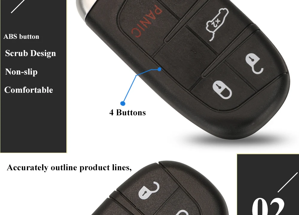 Keyforkess 2/3/4/5 pulsante Smart Remote Key Fob Fob 433MHz per Jeep Grand Cherokee 2013-2020 ID46 pcf7945 7953 portachiavi auto - Sbf19159c51564247a13655f770b6c61ed