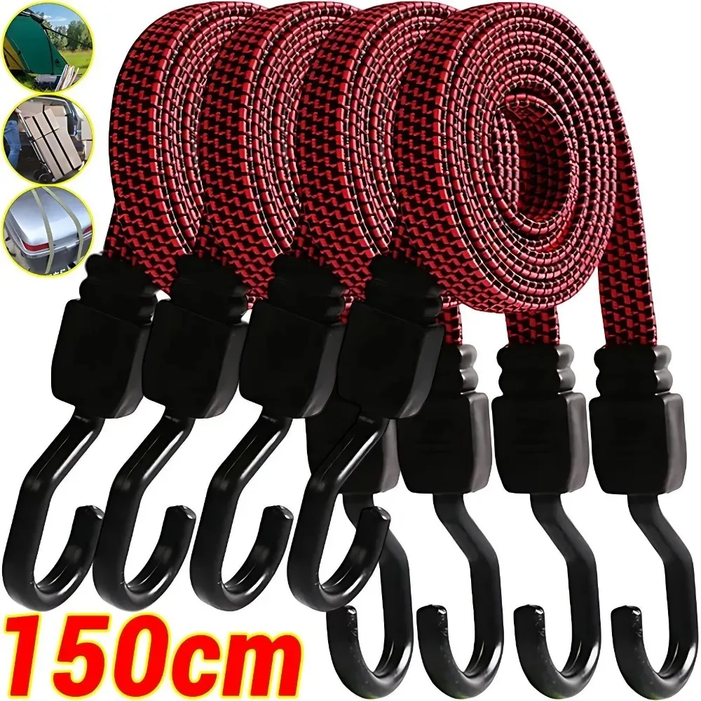 Neue elastische Gummischnur mit Haken für Gepäck, Fahrräder, Dachgepäckträger, Befestigungsband, Haken, Autozubehör – Detail 1