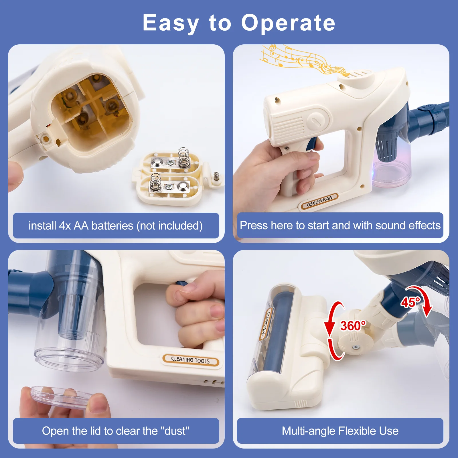 시뮬레이션 전기 진공 청소기 장난감 빛과 음악 포함 어린이 역할 놀이 청소 세트 용 장난감 소년 소녀용