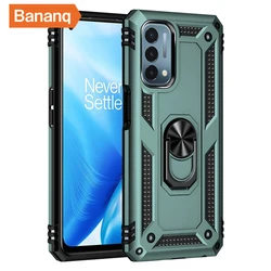 Bananq Shockproof Armor Metal Ring Stand Cover with Magnetic Car Holder for One Plus 9 (Dark Green)
