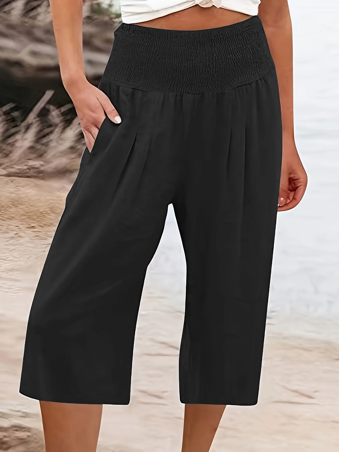 Pantalones de pierna ancha - color negro