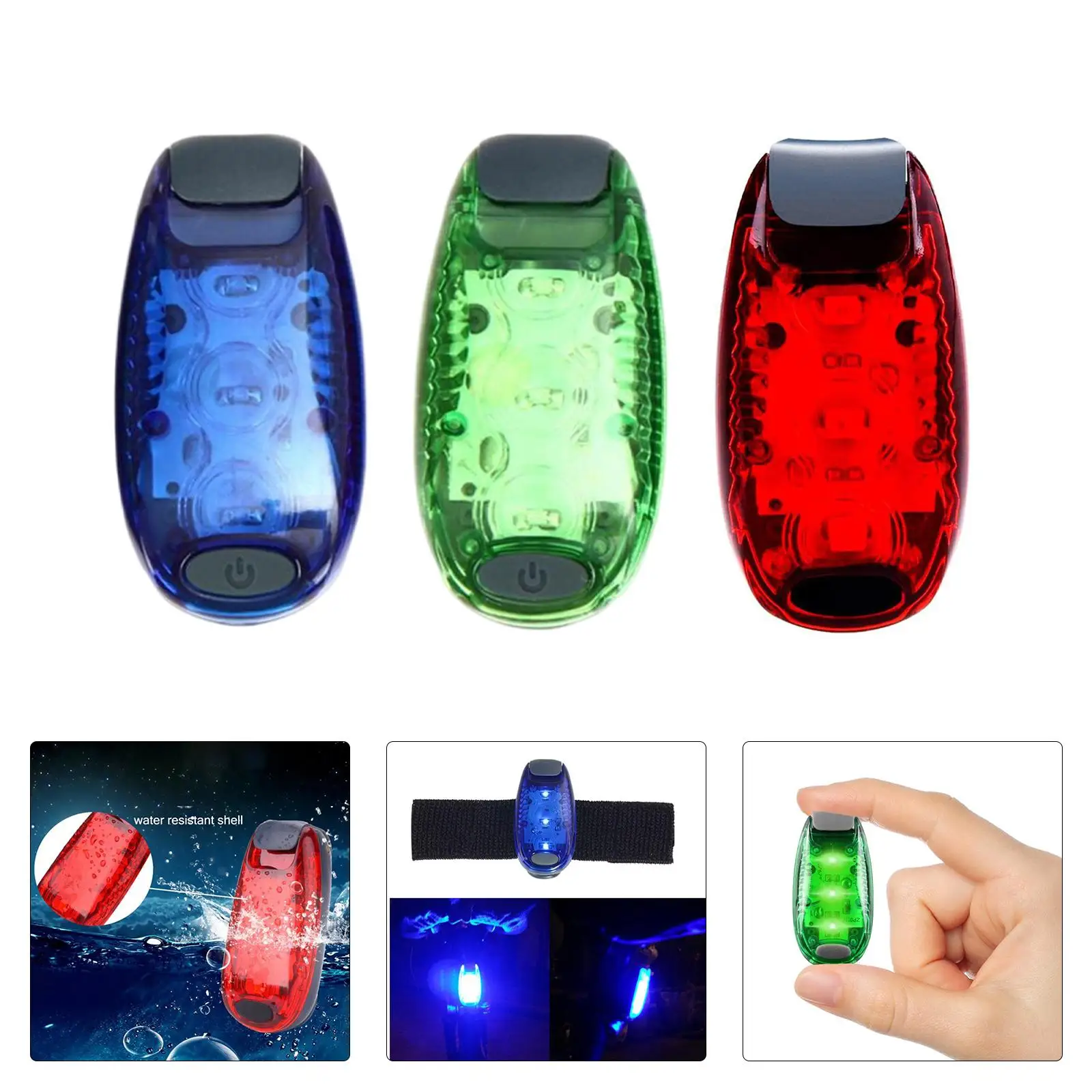 LED Safety Light Clip On Strobe IPX 5 Waterproof Blinking Running