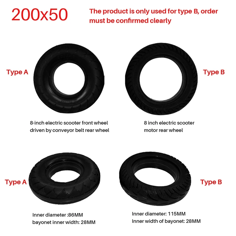8 Inch Electric Scooter Tire 200X50 Solid Tire Rear For Speedway RUIMA Mini 4 PRO