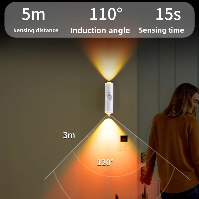 3/7Colors Motion Sensor Night Light RGB Gradient  Wall Lamp Rechargeable Wireless magnetic mounting Home Decoration Night Lamps