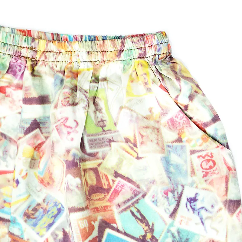 2024 Summer 100%Natural Mulberry Silk Satin Pocket Beach Casual Printed Shorts for Men and Women