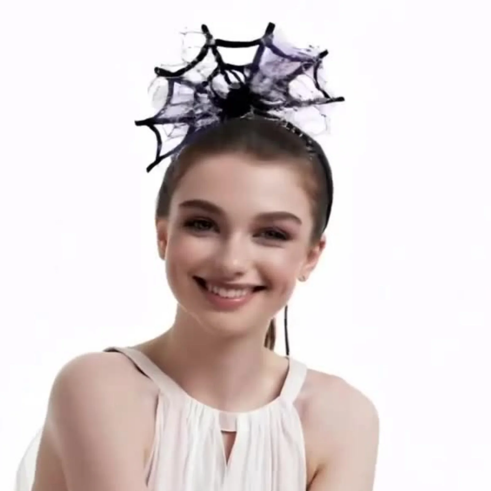 1PC  Halloween Spider Web Headbands, 2Pcs Black Purple Lace Hair Hoops, Spooky Party Hair Accessories for Women