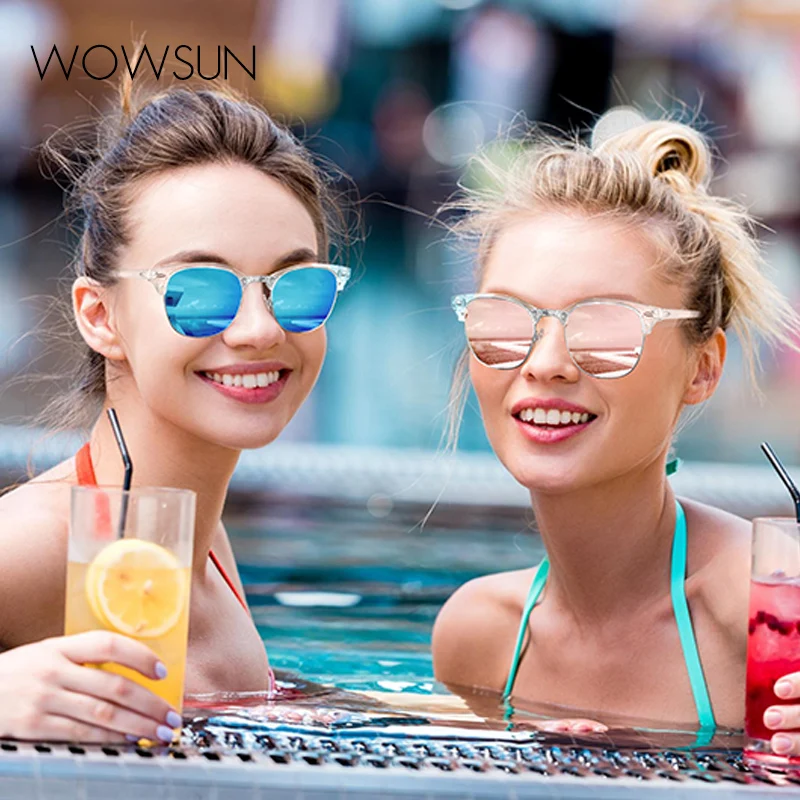 

WOWSUN Sunglasses Men Polarized Sunglasses for Men Women Unisex Semi-Rimless Frame Retro Driving Sun Glasses: 100% UV Blocking