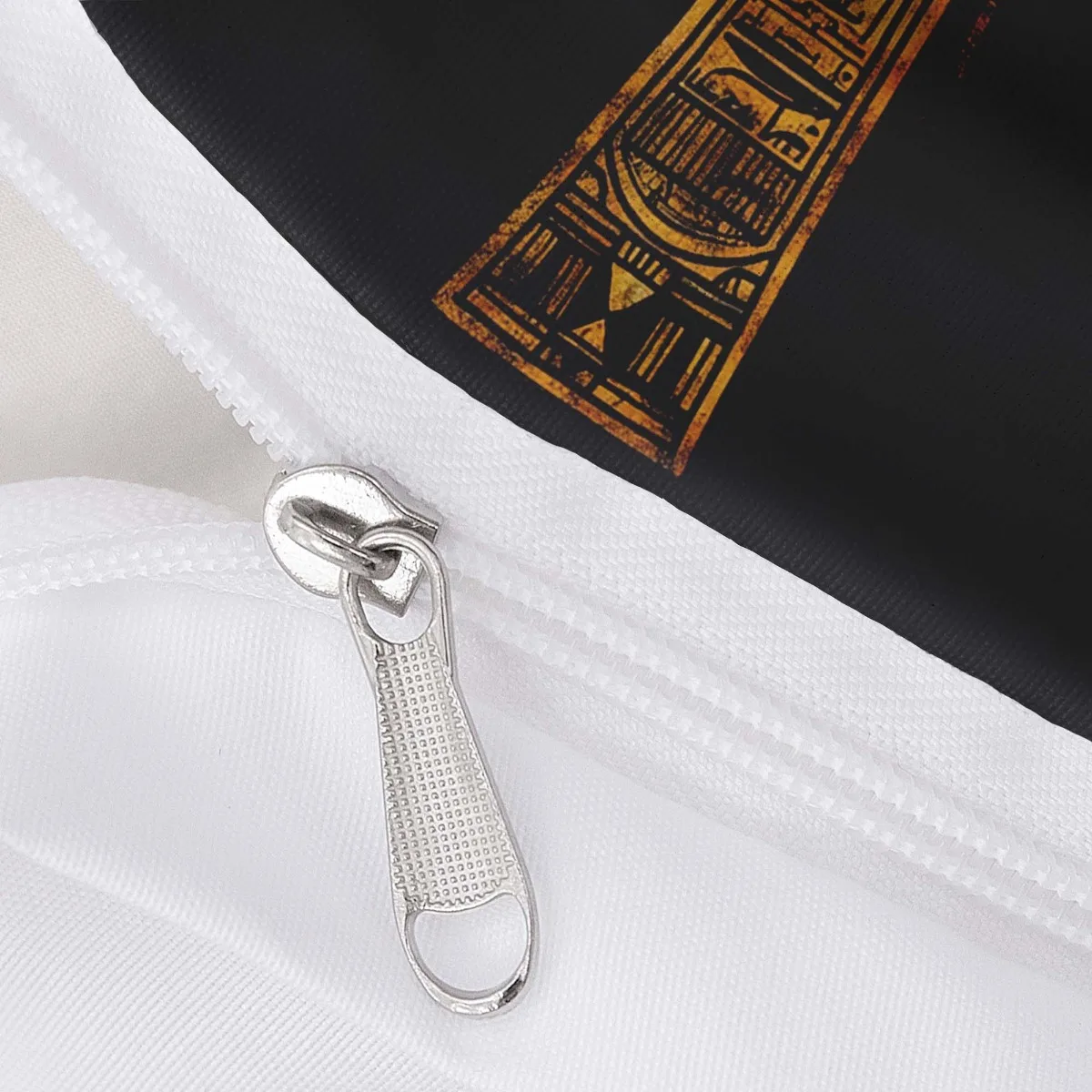 3Pcs Egyptian Ankh Cross Duvet Cover Set, Black Golden Digital Print Polyester Bedding with Pillowcases, Zipper Closure