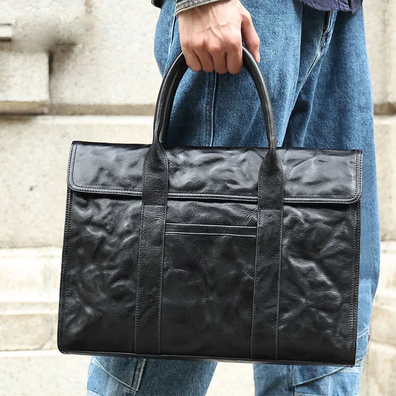

AETOO Computer handbag Men's full Plant tanned hand scratch leather business computer bag men's bag cowhhide hand carry bag lea