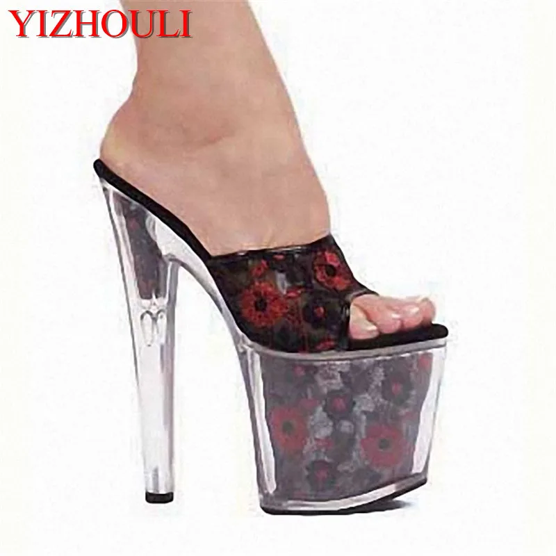 

20 cm tall heel beautiful and lovely lace face club pole dance princess high heels, the new sandals that the stage dance shoes