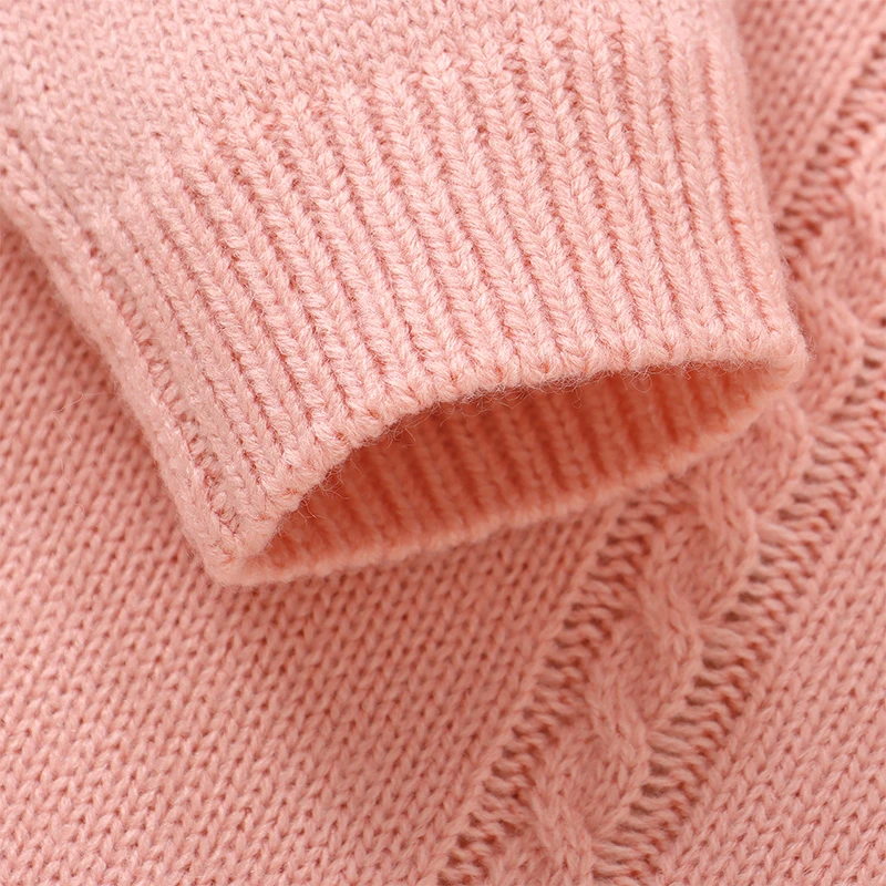 VISgogo 여아 및 남아용 스웨터 롬퍼, 단색 크루 넥, 긴팔 케이블, 겨울 가을 니트 바디 수트, 0-18 개월