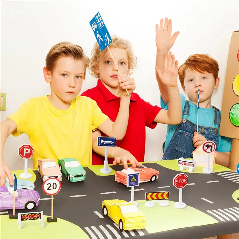 56 Pcs Traffic Knowledge Props Realistic Small Educational Toys