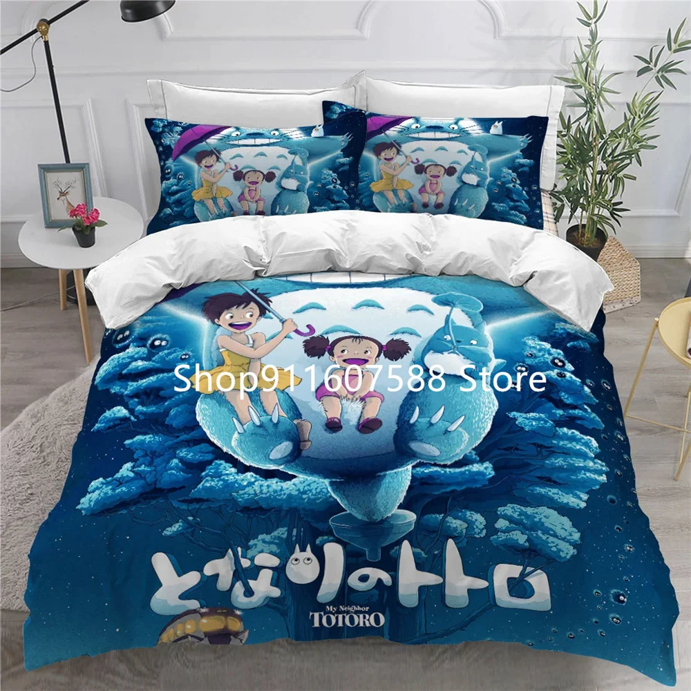 Totoro Bedding Set Anime Cartoon Printed Duvet Cover Home Textile