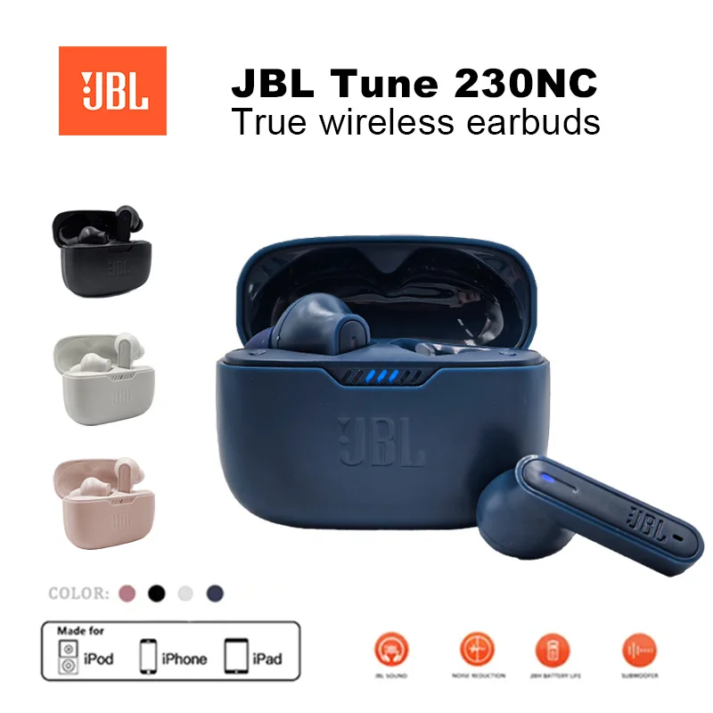JBL TUNE 230NC TWS Wireless Bluetooth Earphones  In-ear with Stereo Earbuds Mic Sports Wireless Headphones Gaming Earbuds
