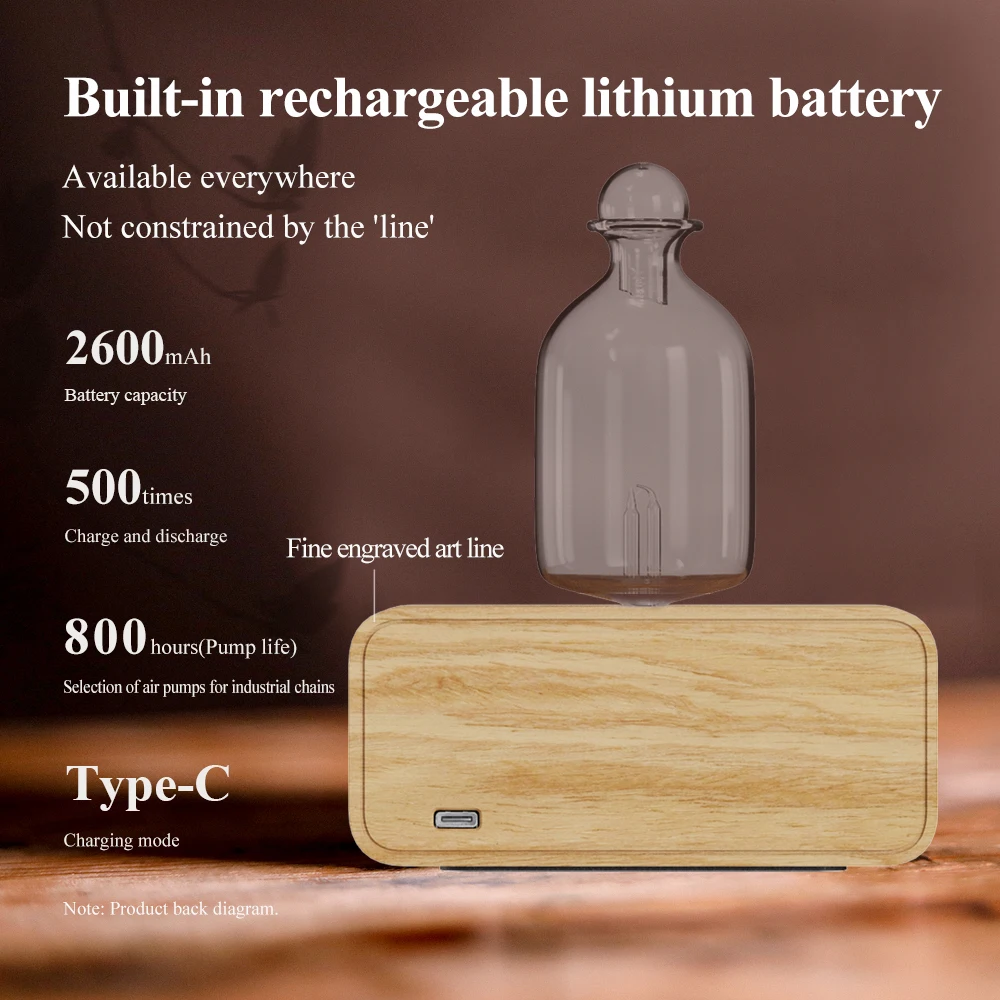 Essential Oil Diffuser Waterless Operated Aromatherapy Diffuser for Home Office Wood and Glass Aroma Diffuser Scent Machine