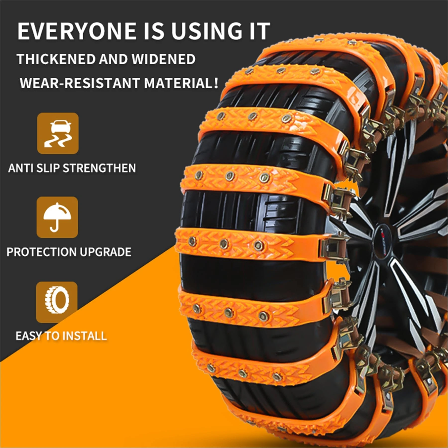 

Universal Snow Chains Adjustable Emergency Portable Snow Tire Chain Car Tire Anti Slip Chain Easy To Install Suitable For Sedans