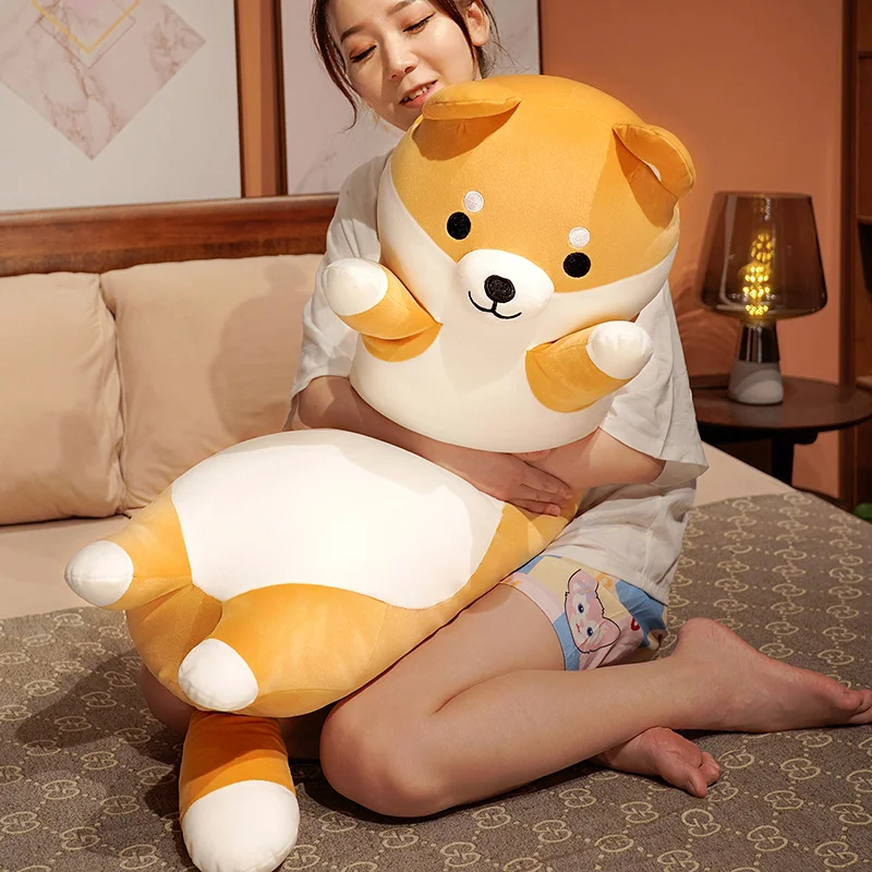 UDaca Lang Shiba Inu Pluche Kussen Gigantische Knuffels Hond Corgi Pluche Lichaamskussen Cartoon Zachte Hond Knuffelkussen Voor Kinderen Verjaardag, Valentijnsdag, Kerstmis/Geel/70 Cm/27,55 Inch