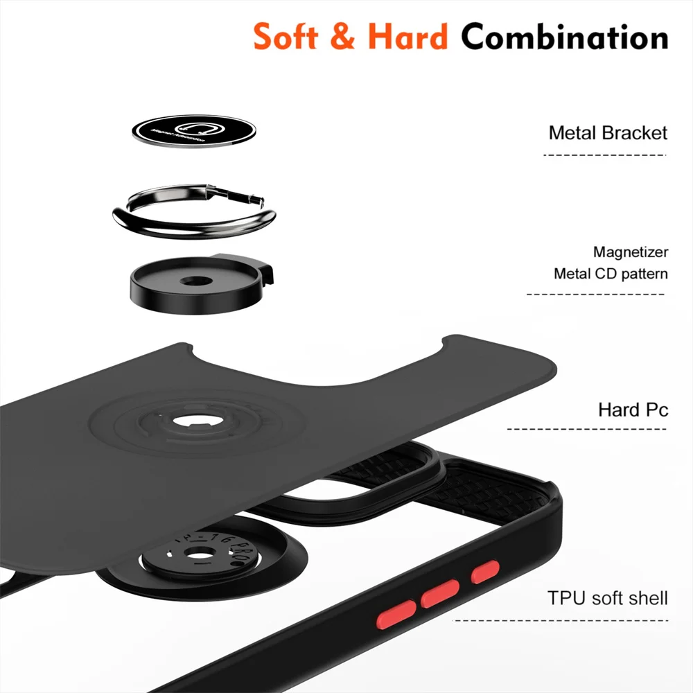 Matte Magnetic Stand Phone Case with Frosted Solid Color Finish