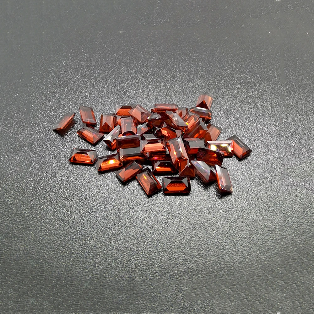100pcs Natural Stone Red Garnet Mozambique Rectangle Step cut 2x4mm-3x6mm Facet Eye Clean Semi-precious Loose Gemstone For Jewel