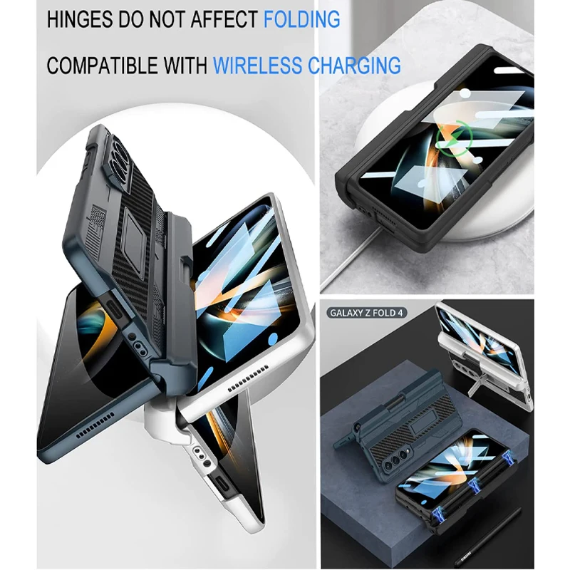 Samsung Galaxy Z Fold 4 Case with Pen Holder Hinge Protector and Screen Protector